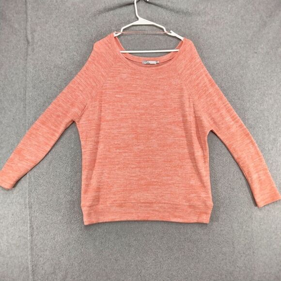 prAna Pullover Sweater Womens Size L Peach Heathered Stretch Boat Neck Soft - Picture 1 of 12